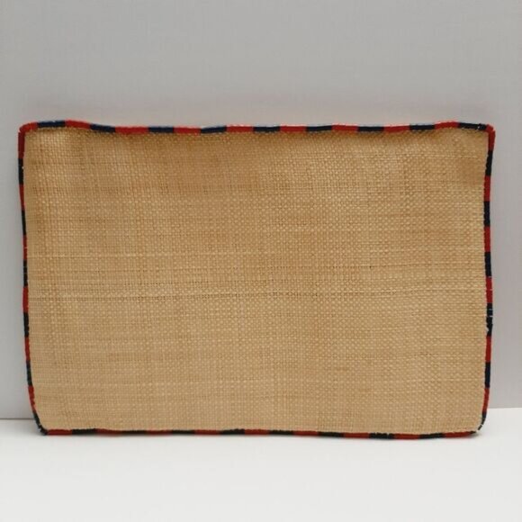 RALPH LAUREN 100% Raffia Envelope Boho Purse Beaded Edge Bag Natural - Picture 14 of 14